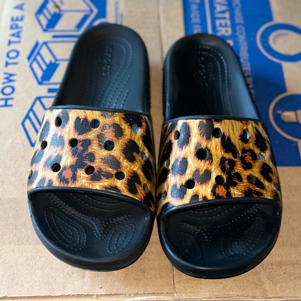 Croc classic slides Cheetah w/black